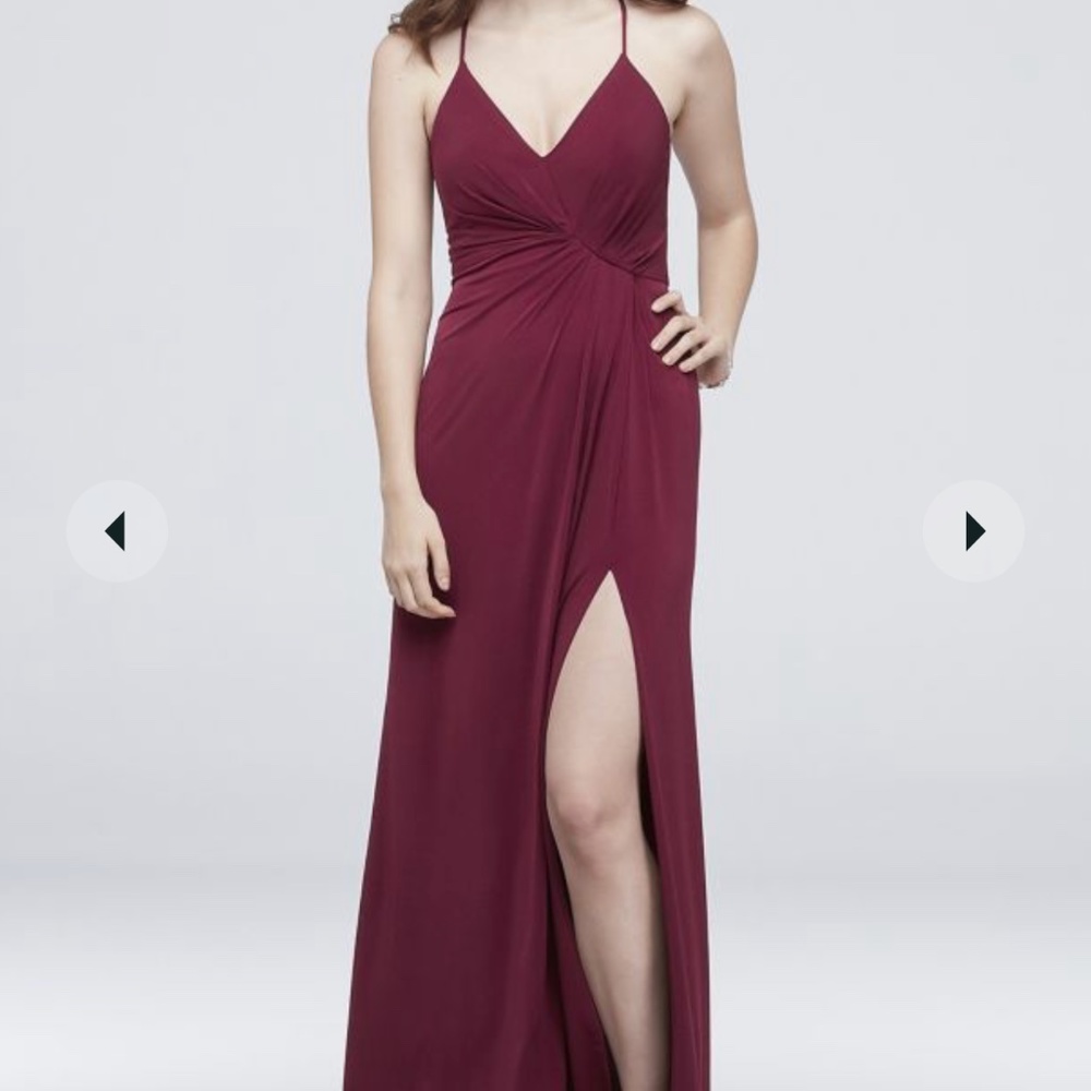 drapey jersey v-neck sheath with gathered waist